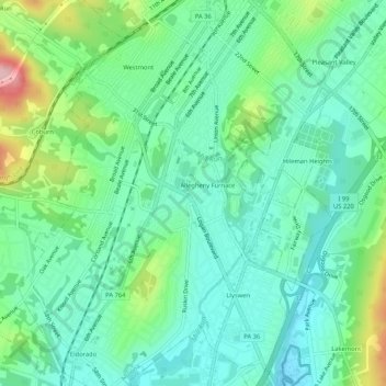 Carte topographique South Altoona, altitude, relief