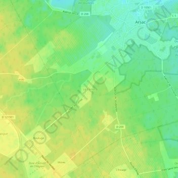 Carte topographique Le Comte, altitude, relief