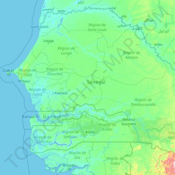 Carte topographique Kaffrine, altitude, relief