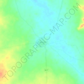 Carte topographique Dieylani, altitude, relief