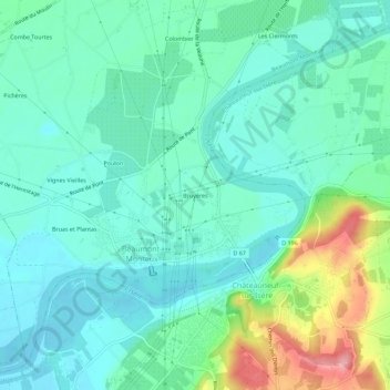 Carte topographique Bruyères, altitude, relief