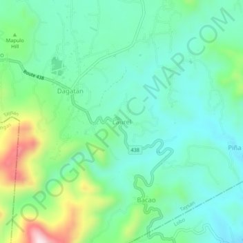 Carte topographique Laurel, altitude, relief