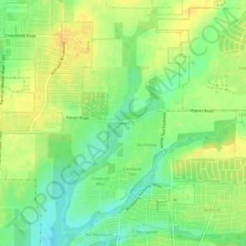 Carte topographique Parvin, altitude, relief