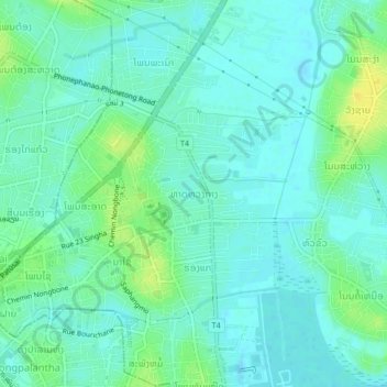 Carte topographique Thatlouangkang, altitude, relief