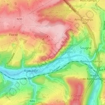 Carte topographique Sur la Heid, altitude, relief