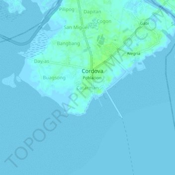 Carte topographique Catarman, altitude, relief