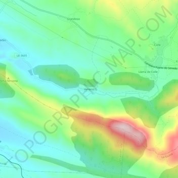 Carte topographique Veneros, altitude, relief