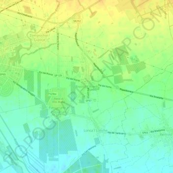 Carte topographique Rivolto, altitude, relief