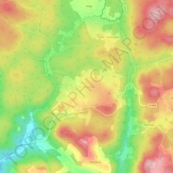 Carte topographique Schöneben, altitude, relief