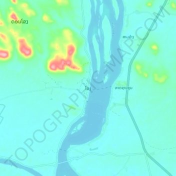 Carte topographique Muang Khong, altitude, relief