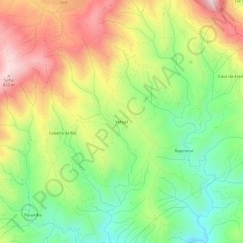 Carte topographique Vidigal, altitude, relief