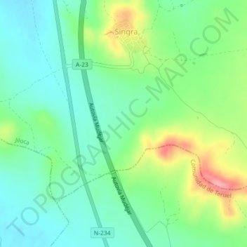 Carte topographique Doña Marta, altitude, relief