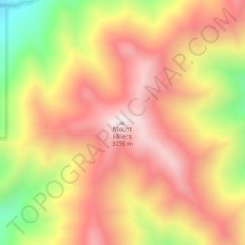 Carte topographique Mount Hillers, altitude, relief
