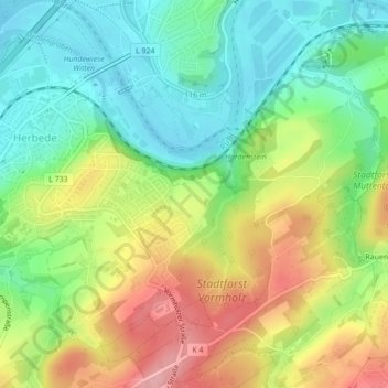 Carte topographique Lüdge He, altitude, relief