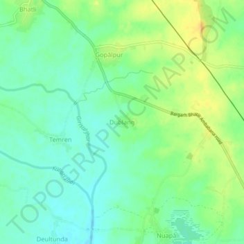 Carte topographique Dablang, altitude, relief