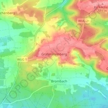 Carte topographique Gräfensteinberg, altitude, relief