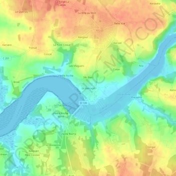 Carte topographique Le Barrage, altitude, relief