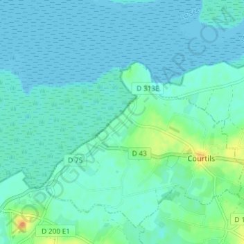 Carte topographique Bas Courtils, altitude, relief