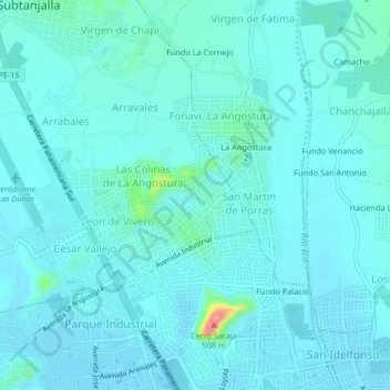 Carte topographique Carlos Ramos Loyza, altitude, relief