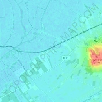 Carte topographique Weyermoor, altitude, relief