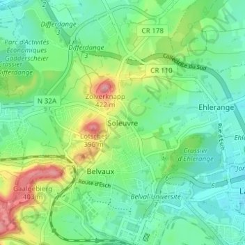 Carte topographique Soleuvre, altitude, relief