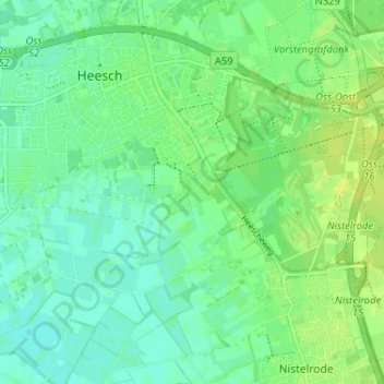 Carte topographique Hooge Wijst, altitude, relief