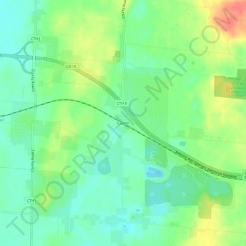 Carte topographique Custer, altitude, relief