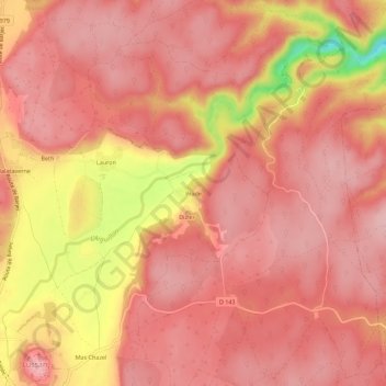 Carte topographique Prade, altitude, relief