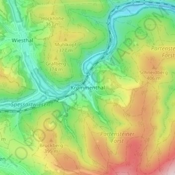 Carte topographique Krommenthal, altitude, relief