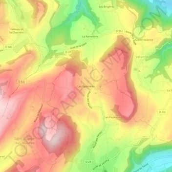 Carte topographique Les Égarrières, altitude, relief