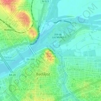 Carte topographique Cerro de La Muela, altitude, relief