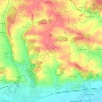 Carte topographique Thann, altitude, relief