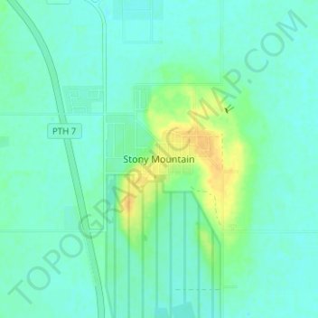 Carte topographique Stony Mountain, altitude, relief