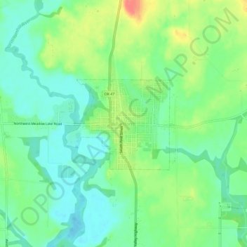 Carte topographique Carlton, altitude, relief