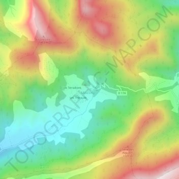 Carte topographique Les Lamberts, altitude, relief