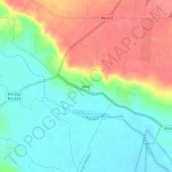 Carte topographique Saué, altitude, relief