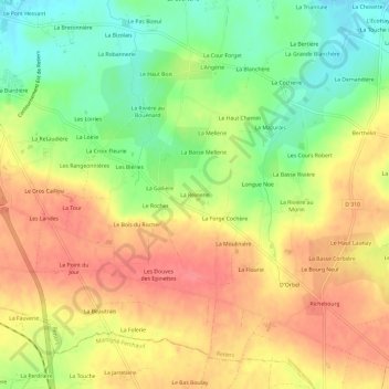 Carte topographique La Reinerie, altitude, relief