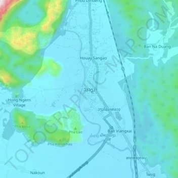 Carte topographique ວັງວຽງ, altitude, relief