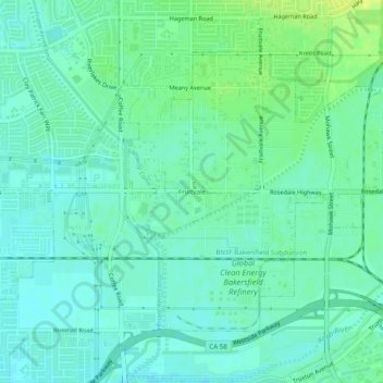 Carte topographique Fruitvale, altitude, relief
