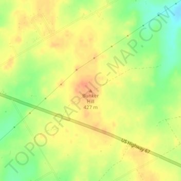 Carte topographique Bunker Hill, altitude, relief