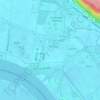 Carte topographique Les Herbages, altitude, relief