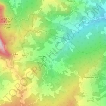 Carte topographique Quercè, altitude, relief