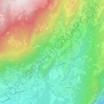 Carte topographique Vilmezzano, altitude, relief