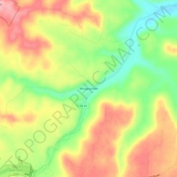 Carte topographique Whippoorwill, altitude, relief