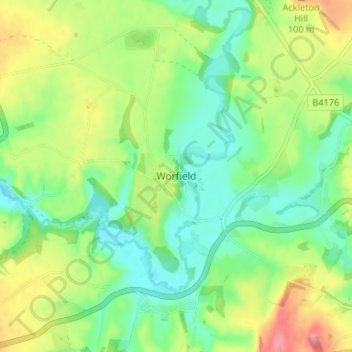 Carte topographique Worfield, altitude, relief