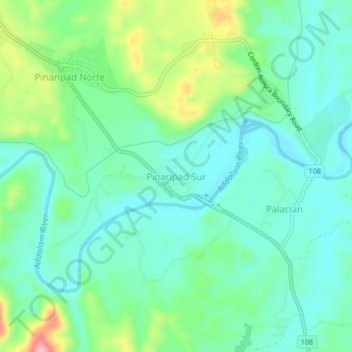Carte topographique Pinaripad Sur, altitude, relief
