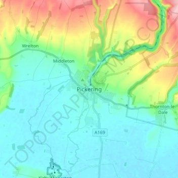 Carte topographique Pickering, altitude, relief