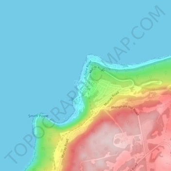 Carte topographique Flying Fish Cove, altitude, relief