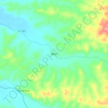 Carte topographique Belen, altitude, relief