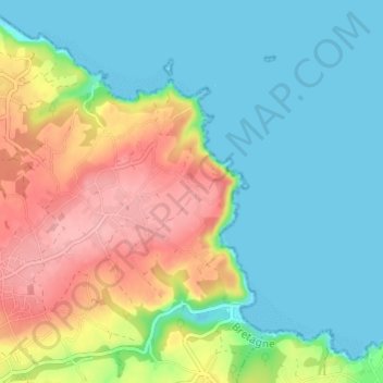 Carte topographique Kerouziel, altitude, relief